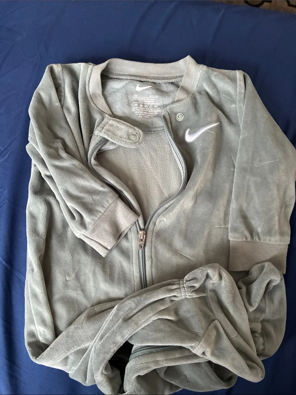 Nike Olive Green Lightweight Fleece Footie Pajamas